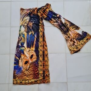 Elisabetta Franchi Vibrant Multicolor Off-ShoulderOne Shoulder Dress Mascarade S